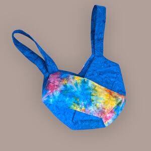 Handmade Quilted Cotton Bowling Ball Bag ~ Tye Dye Ice rainbow groovy hippy fun